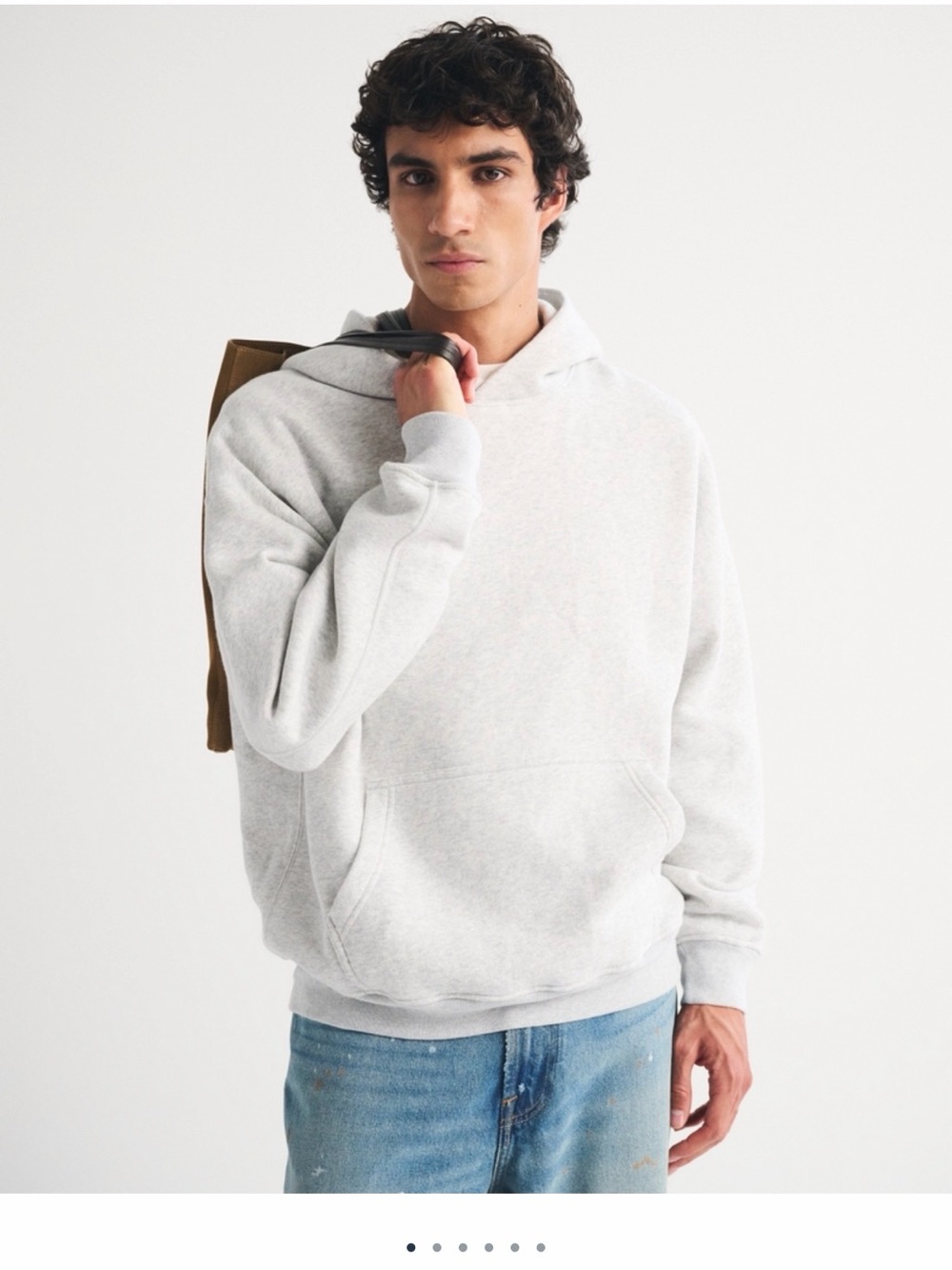 Abercrombie Men's Light Gray Hooded Sweatshirt